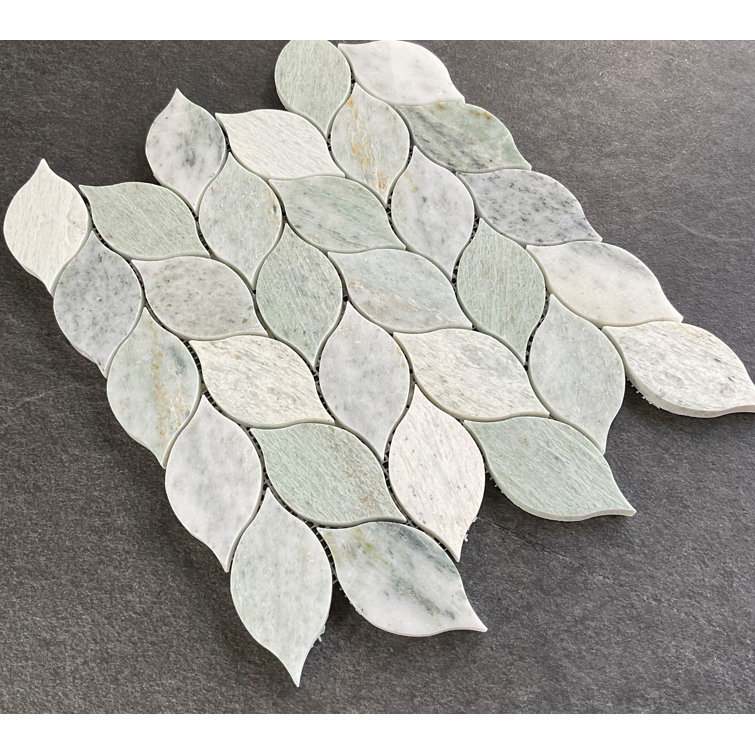 Ming Green Leaf Pattern Marble Mosaic Tile