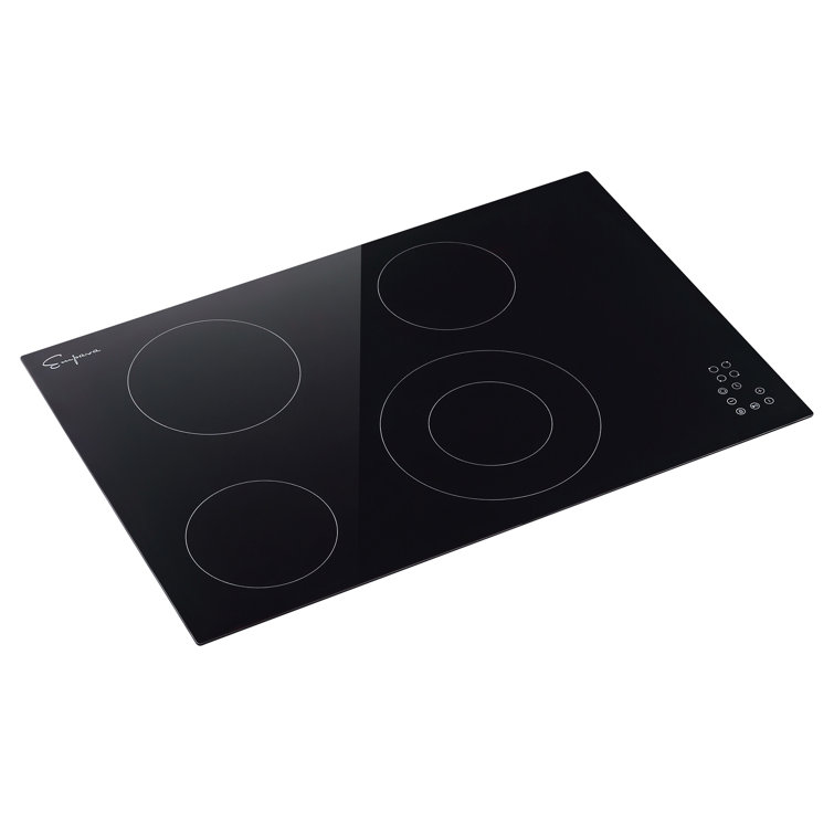 30" Black Glass Electric Cooktop with 4 Radiant Burners