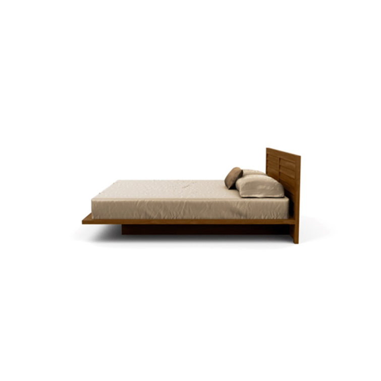 Moduluxe California King Natural Walnut Wood Slat Bed with Headboard