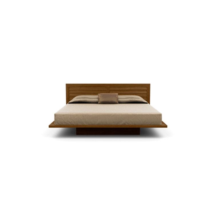 Moduluxe California King Natural Walnut Wood Slat Bed with Headboard