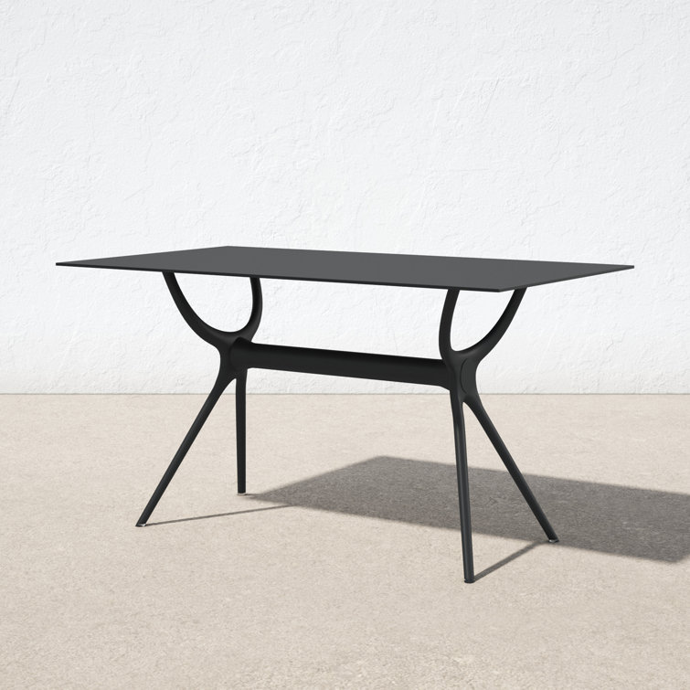 Farrah Black Rectangular Plastic Acrylic Outdoor Dining Table