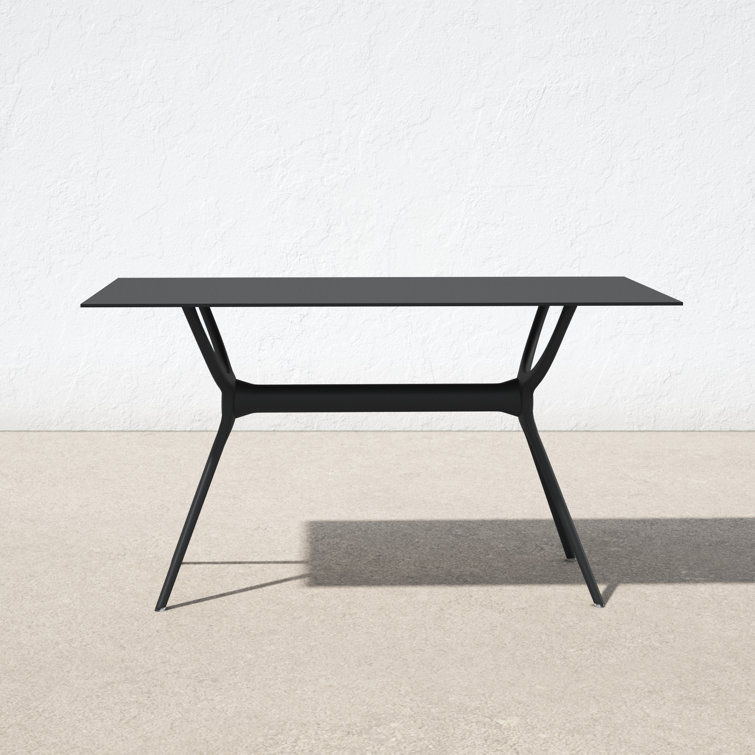 Farrah Black Rectangular Plastic Acrylic Outdoor Dining Table