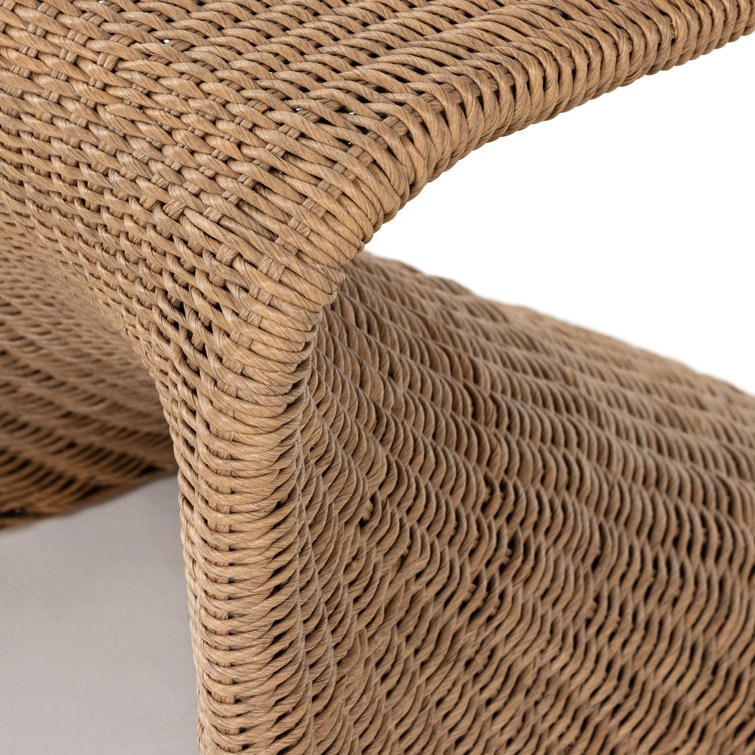 Vintage Natural Curved Wicker 20.5" Side Chair