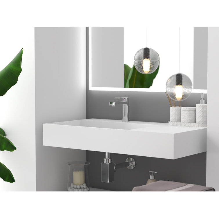 Juniper 30" Matte White Solid Surface Wall-Mounted Bathroom Sink