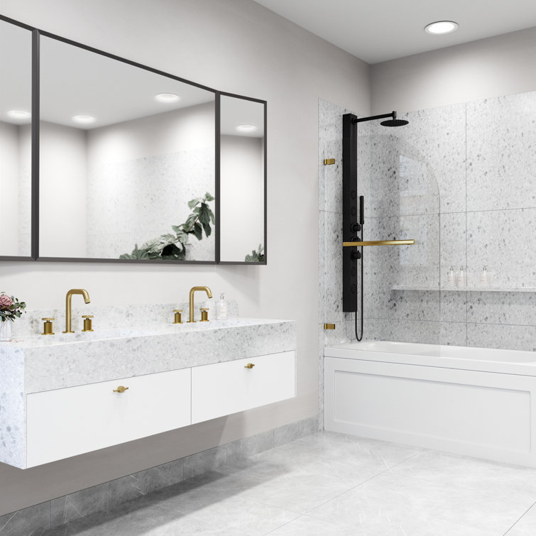 Orion 34" W x 58" H Frameless Hinged Tub Door with Clear Glass