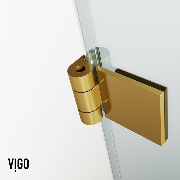Matte Gold Frameless Hinged Tub Door with Clear Glass