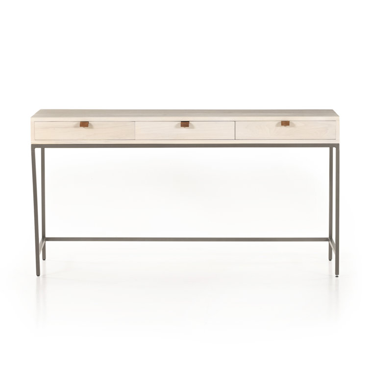 Dove Poplar Contemporary White Home Office Desk with 3 Drawers