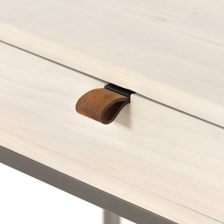 Dove Poplar Contemporary White Home Office Desk with 3 Drawers
