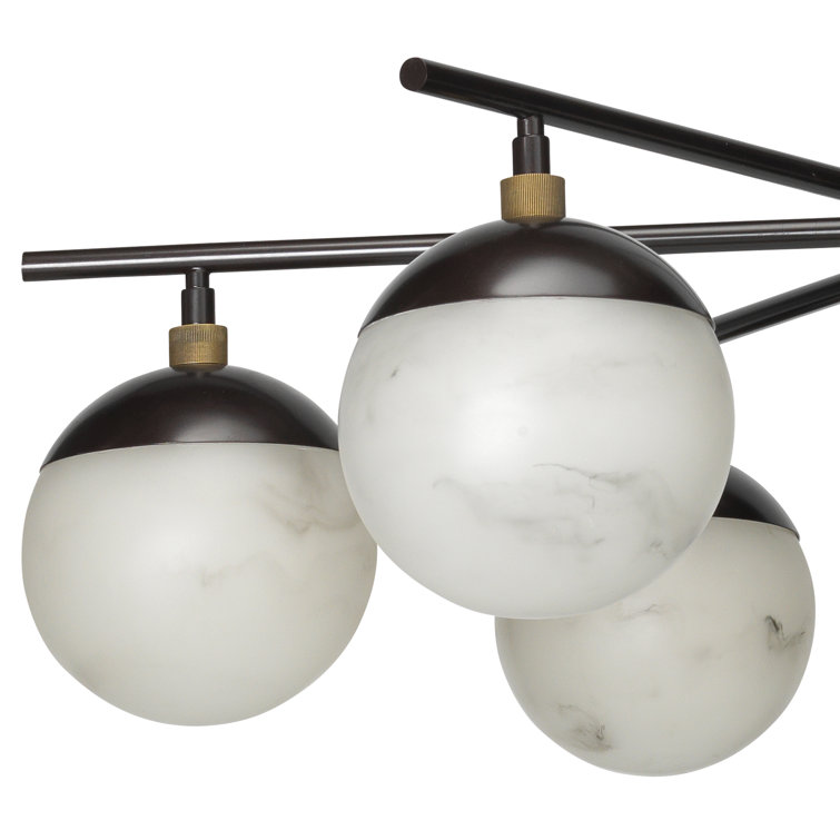 Metro Collection 6-Light Oil Rubbed Bronze Chandelier with Faux Alabaster Shades