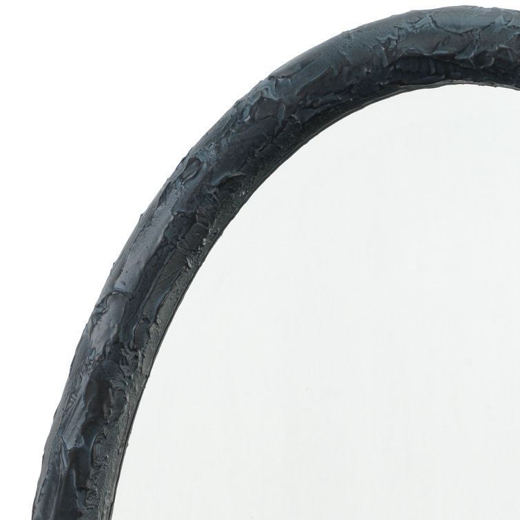 Charcoal Oval Wood Wall Mirror with Beveled Glass