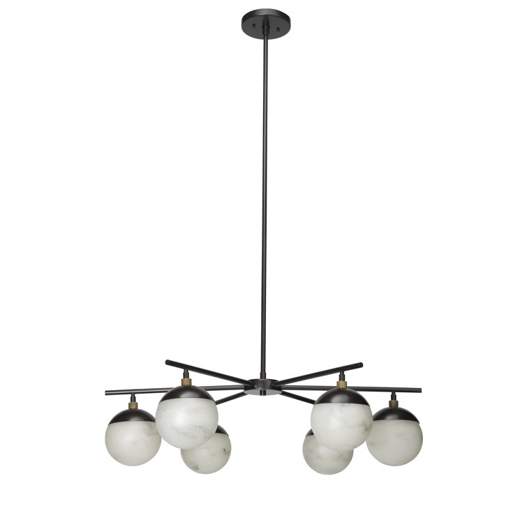 Metro Collection 6-Light Oil Rubbed Bronze Chandelier with Faux Alabaster Shades