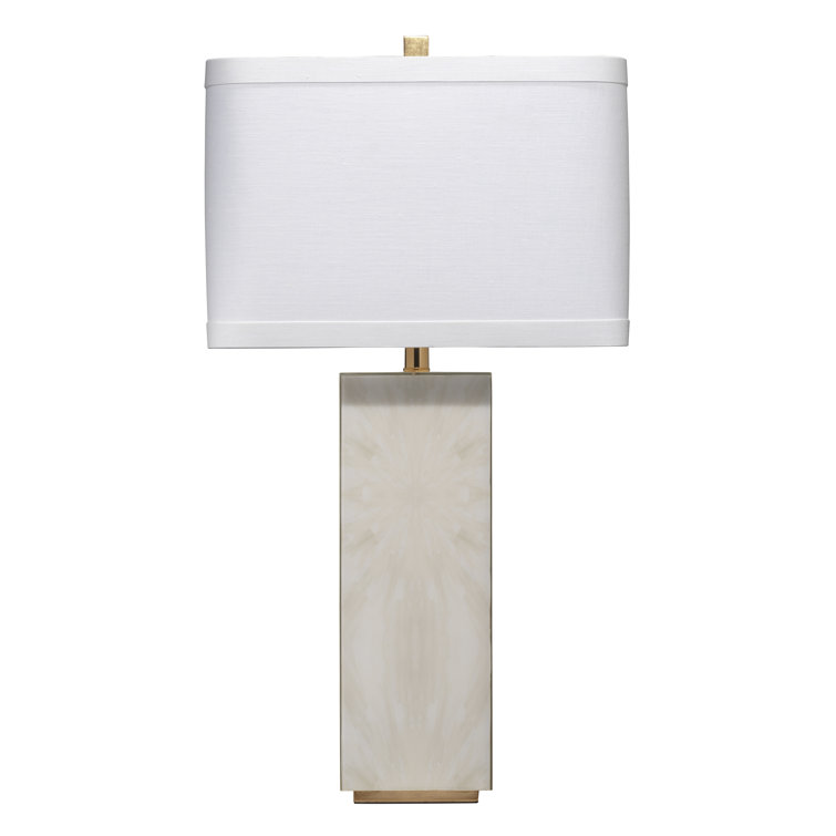 Horn Lacquer & Gold Leaf Reflection Table Lamp with White Linen Shade
