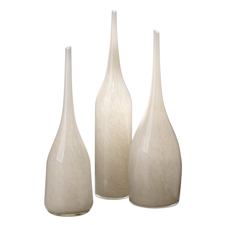 Warm Grey Glass Table Vase Set of Three