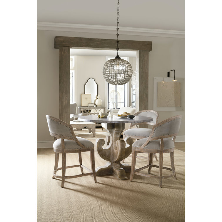 Antwerp Linen Textured Gray Barrel Back Counter Stool