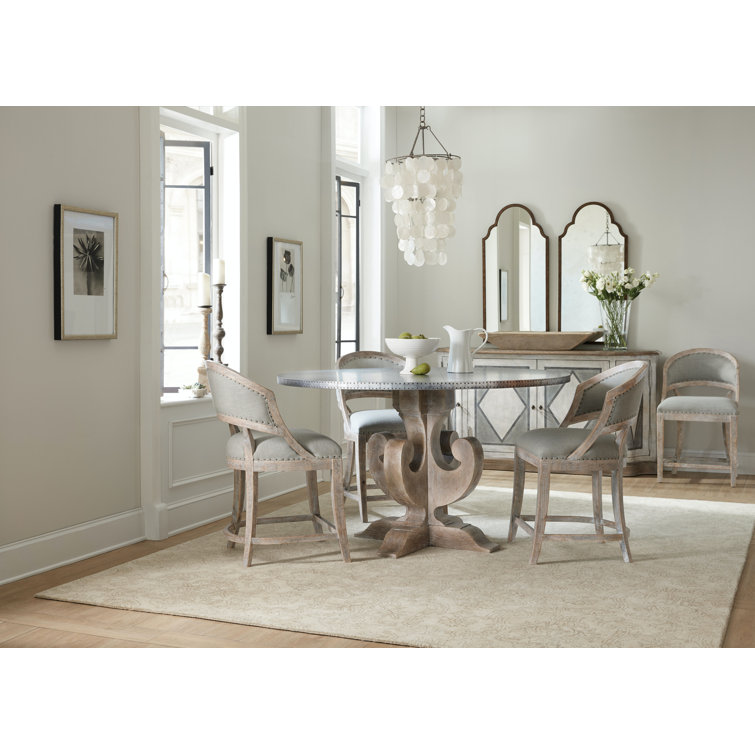 Antwerp Linen Textured Gray Barrel Back Counter Stool