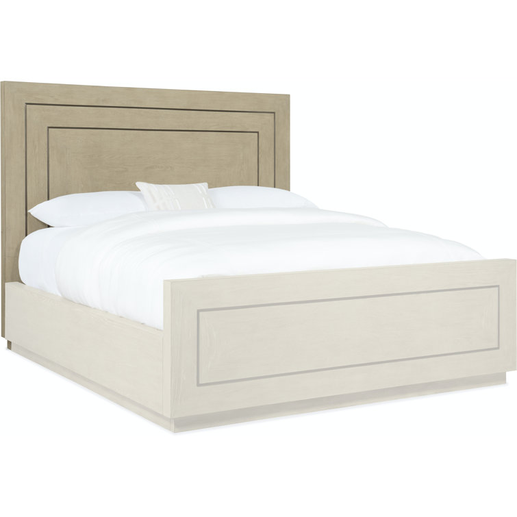 Cascade Transitional King Panel Bed with Metal Inlay, Beige