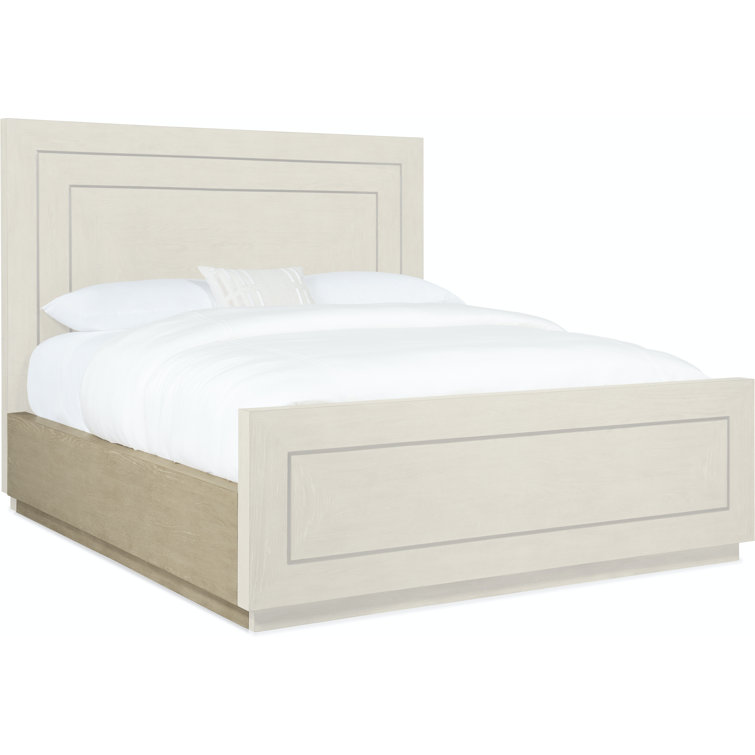 Cascade Transitional King Panel Bed with Metal Inlay, Beige