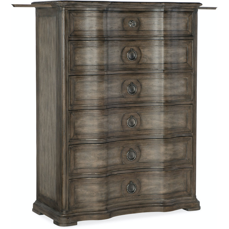 Gray Medium Wood Traditional 6-Drawer Dresser with Felt Lined Drawer