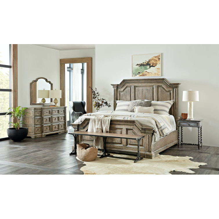 Bradshaw Brown Queen Wood Panel Bed with Storage Drawer
