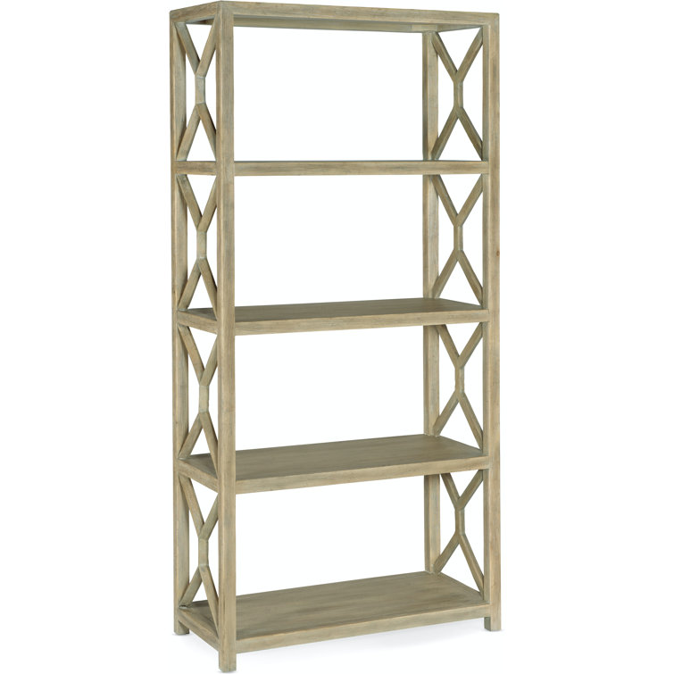 Cliffside Brown Pecan & Rattan Bookcase with Adjustable Shelves