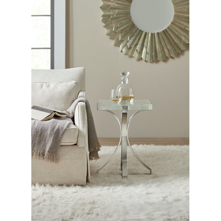Contemporary Chrome Glass Pedestal End Table