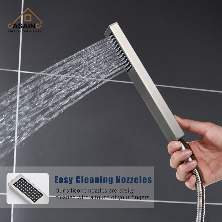 Brushed Nickel Waterfall Tub Faucet with Hand Shower