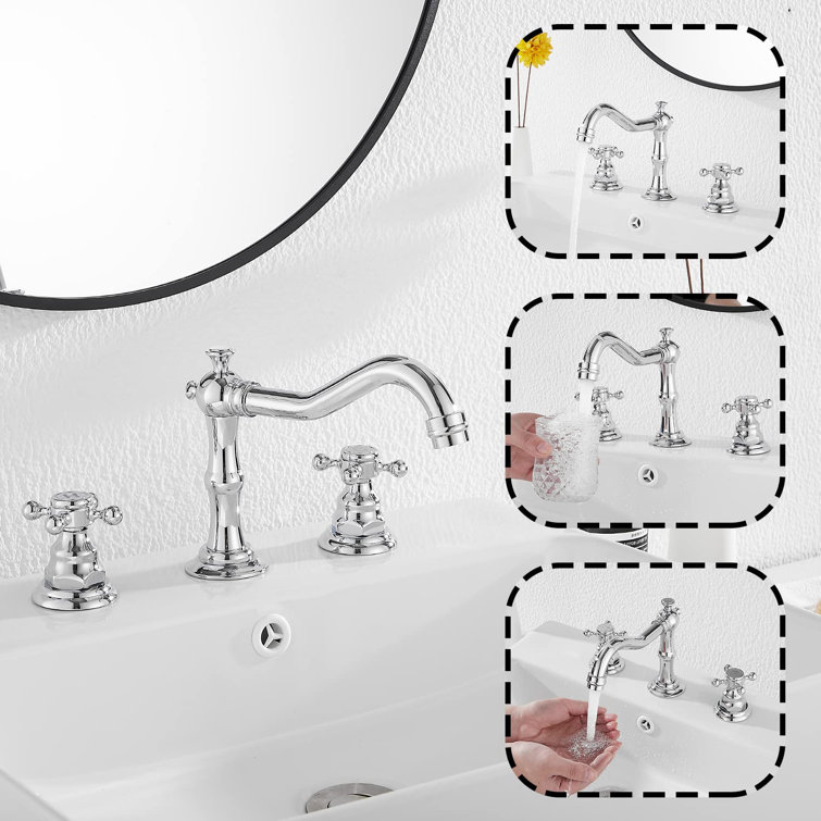 Polished Chrome 2-Handle Widespread Bathroom Faucet with Drain Assembly