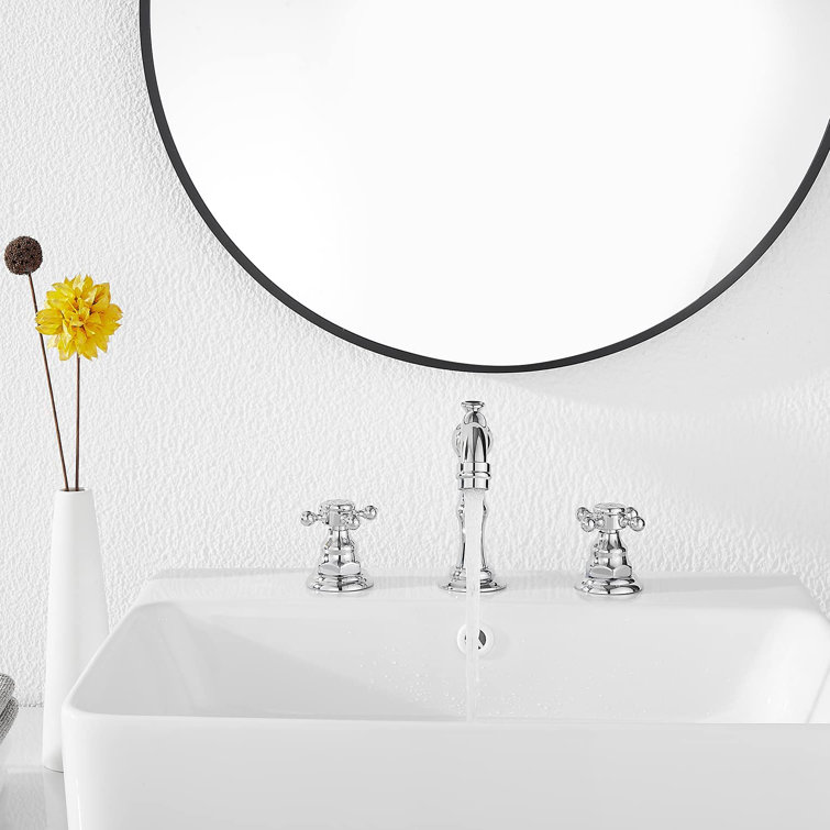Polished Chrome 2-Handle Widespread Bathroom Faucet with Drain Assembly