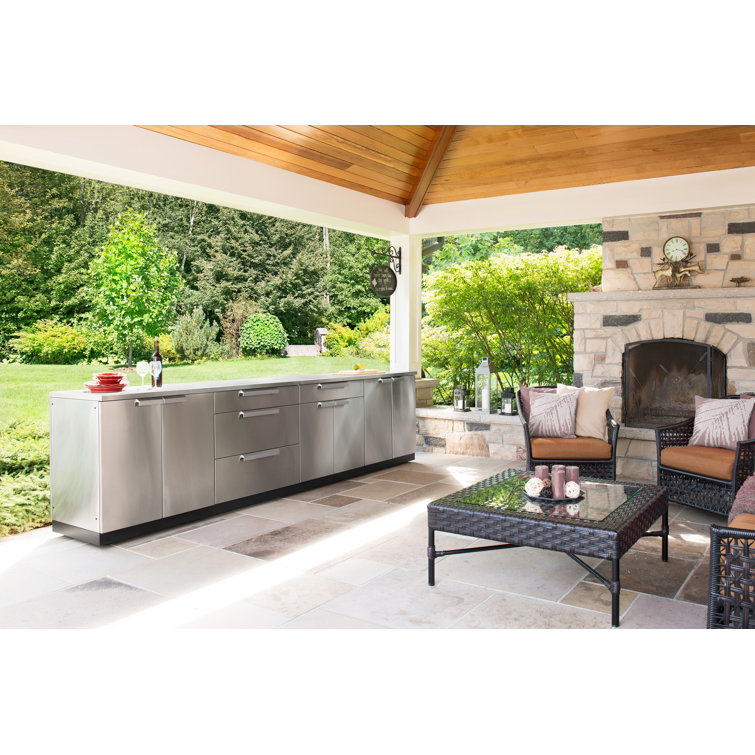 Stainless Steel 64" Outdoor Base Cabinet Set with Double Doors
