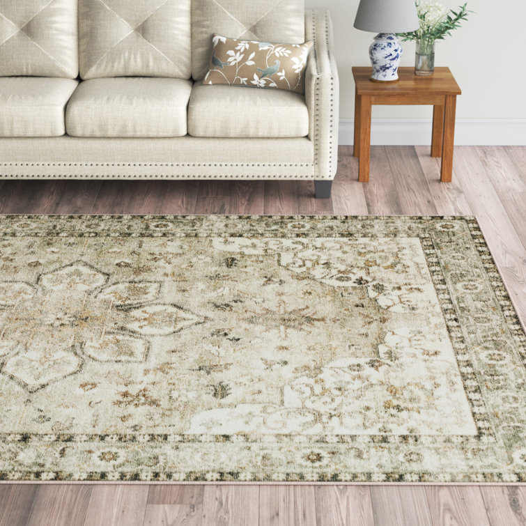 Hauteloom Crondall Gray and Cream Polyester Traditional Area Rug