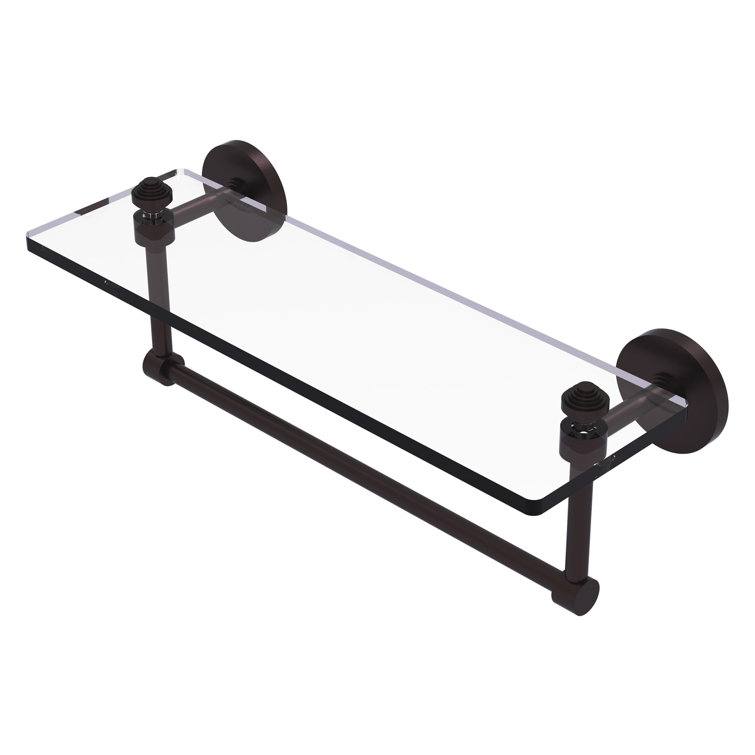 Antique Bronze Glass Wall Shelf with Towel Bar