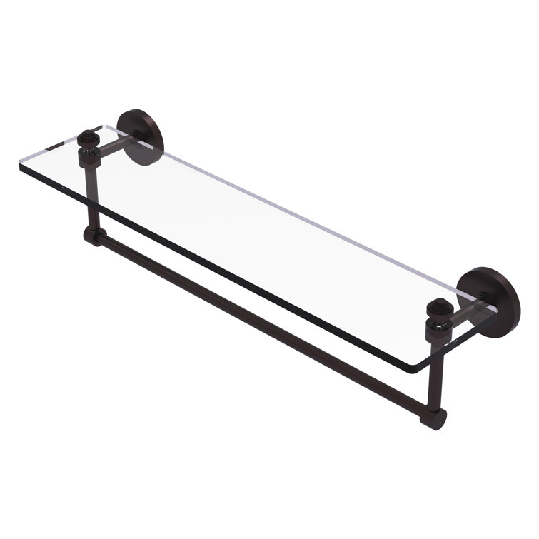 Antique Bronze 22" Solid Brass Wall Shelf with Integrated Towel Bar