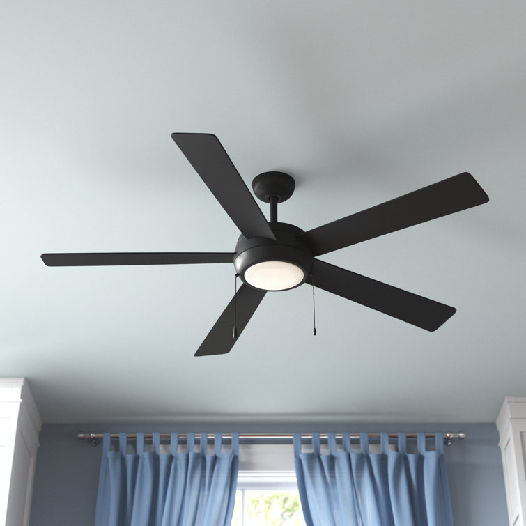 Matte Black 60" LED Ceiling Fan with Walnut Blades