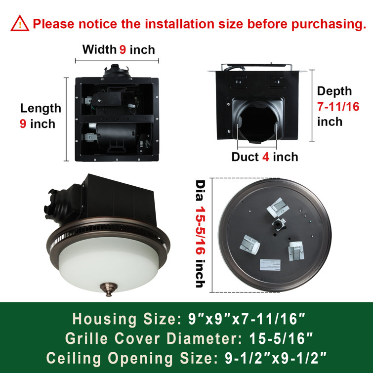 Oil Rubbed Bronze Ceiling Mount Bathroom Ventilation Fan with LED Light