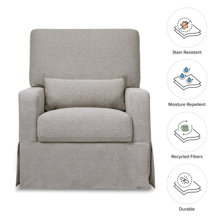 Gray Performance Fabric Swivel Glider with Pillowback Cushion