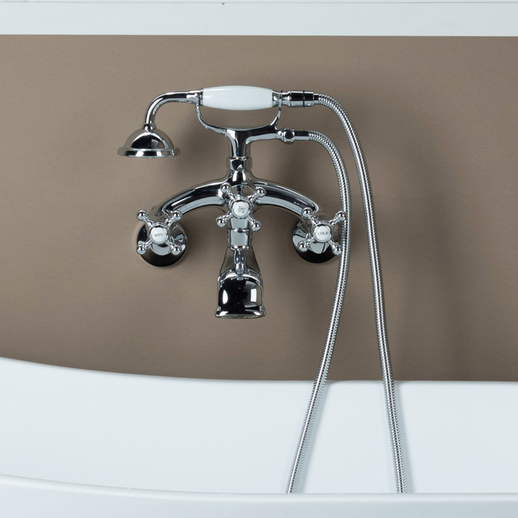 Aether Chrome 3 Handle Wall Roman Tub Faucet with Diverter