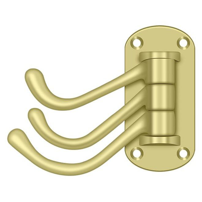 Polished Brass Heavy Duty Triple Swivel Wall Hook