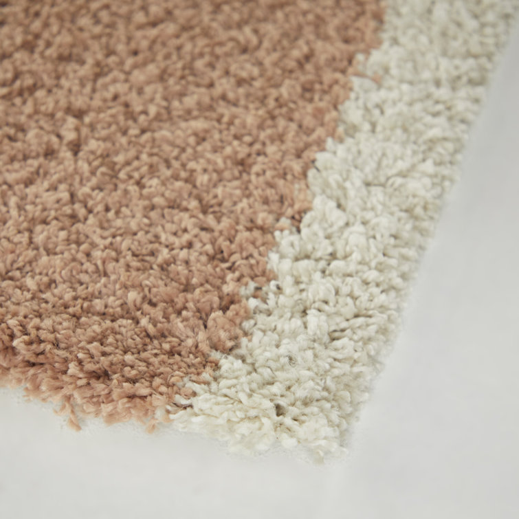 Rainbow Stripe Multicolor Shag Area Rug with Jute Backing