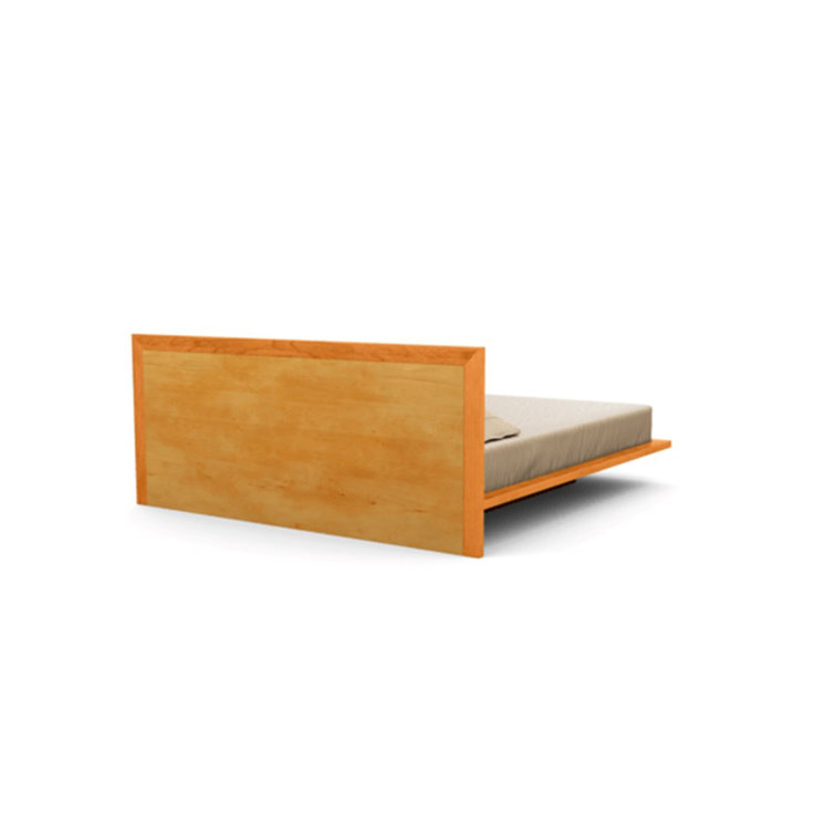 King Natural Cherry Wood Platform Bed with Headboard