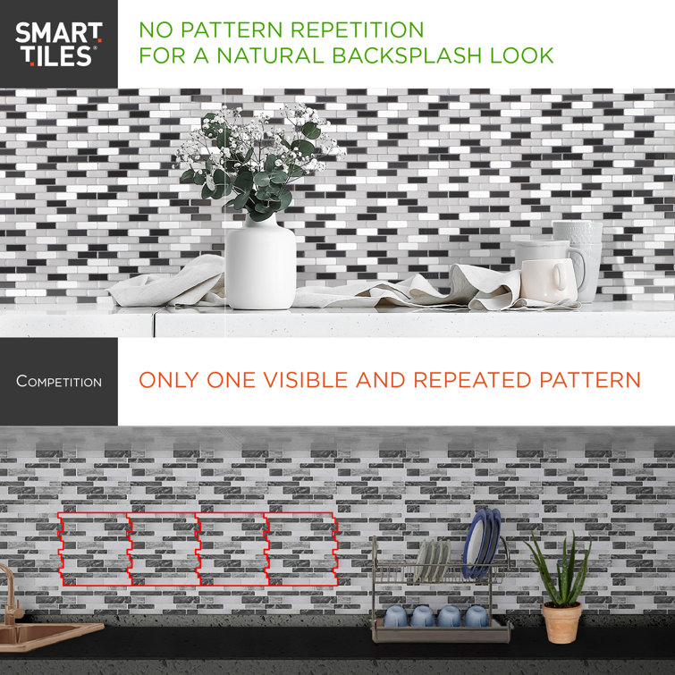Vintage Black and White Peel and Stick Gel Backsplash Tile