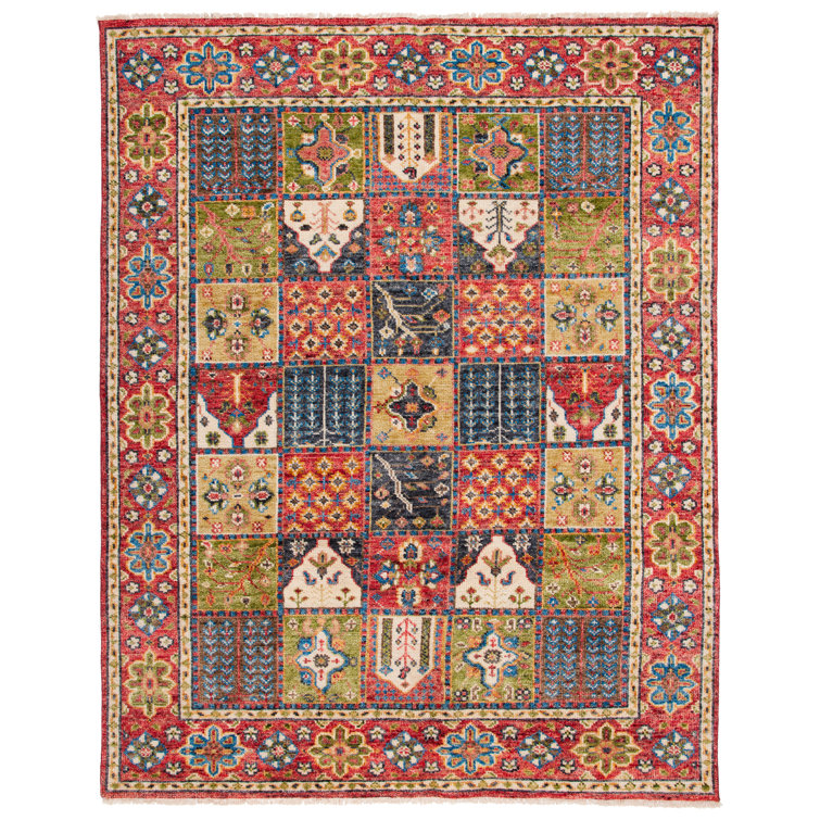 Handmade Red Wool and Cotton 9' x 12' Area Rug