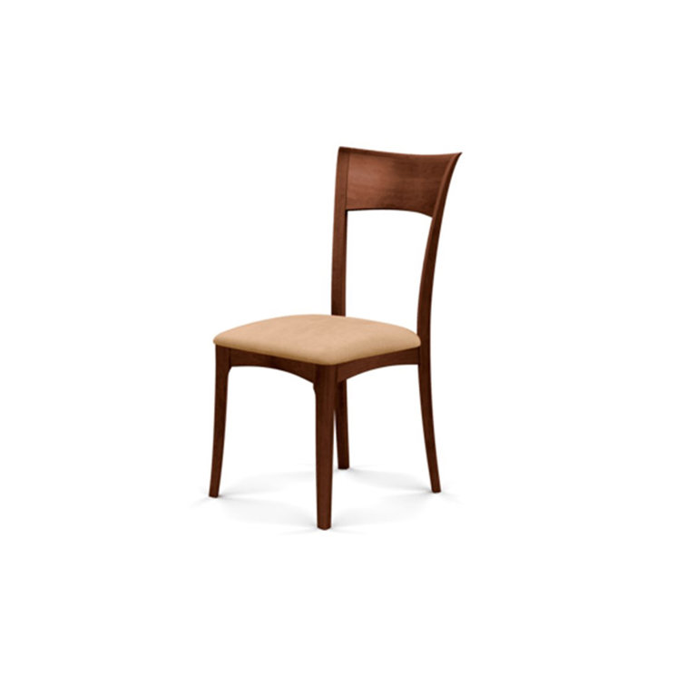 Sand Microsuede Upholstered Dining Chair in Cognac Cherry Wood