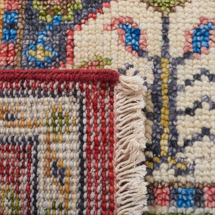 Hand-Knotted Red and Green Wool Southwestern Rug, 10' x 14'