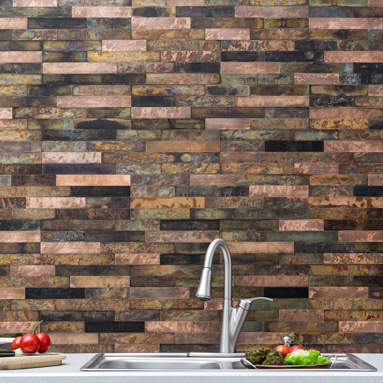 Bronze Relic Distressed Metal Peel and Stick Wall Tile