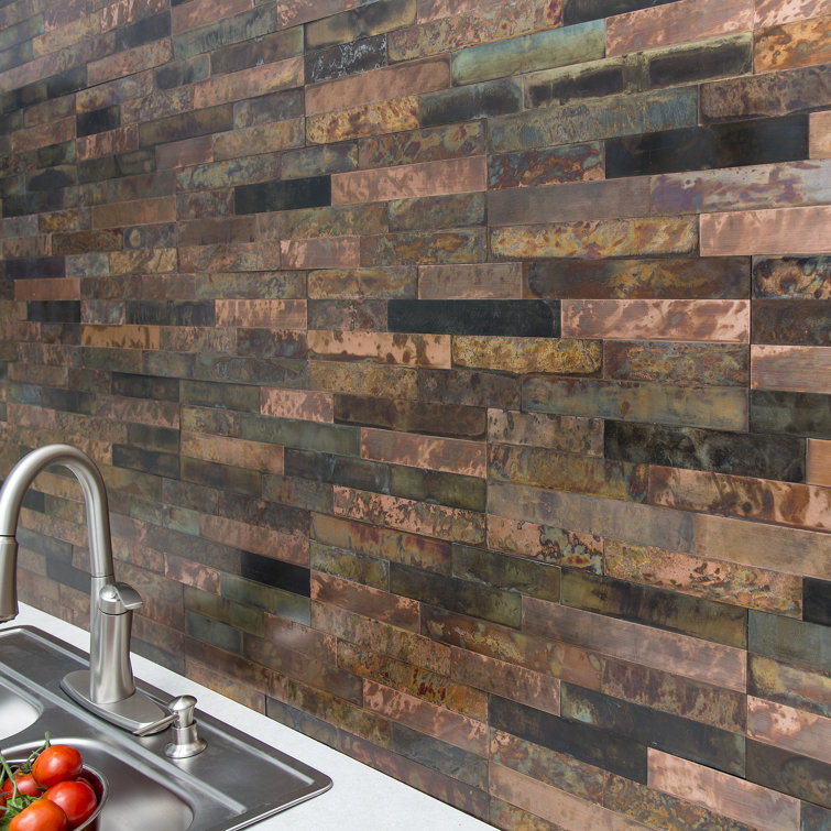 Bronze Relic Distressed Metal Peel and Stick Wall Tile