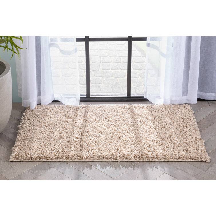 Beige Rectangular Easy Care Shag Rug 36" x 47"