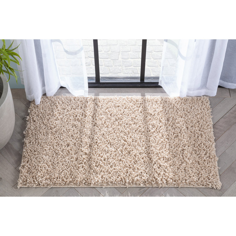 Beige Rectangular Easy Care Shag Rug 36" x 47"