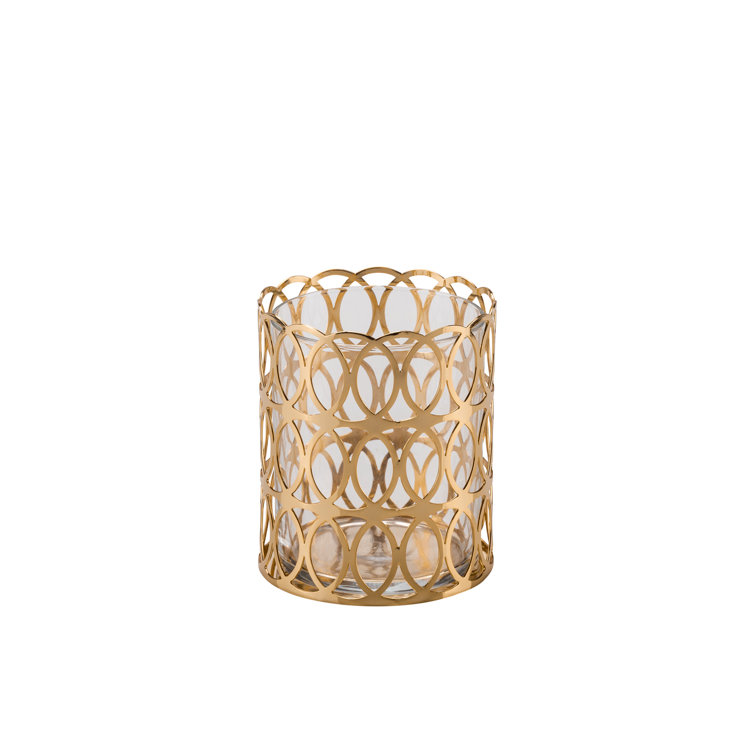 Gold Circular Patterned Glass Toothbrush Holder