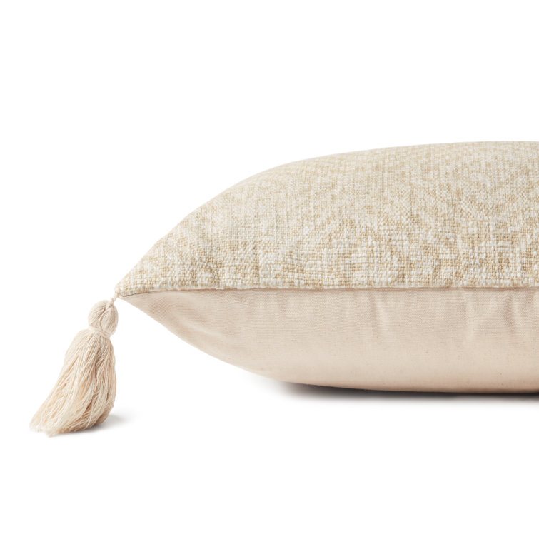 Ivory Cotton 22" Square Throw Pillow with Tassels