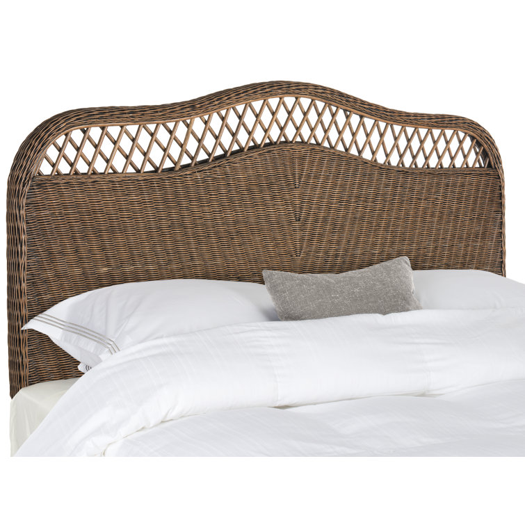 Transitional Wicker Queen Headboard in Tonal Brown